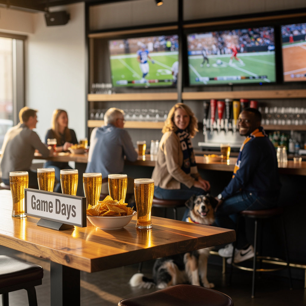 The Cliff Room sports bar atmosphere with fans watching a big game on multiple screens